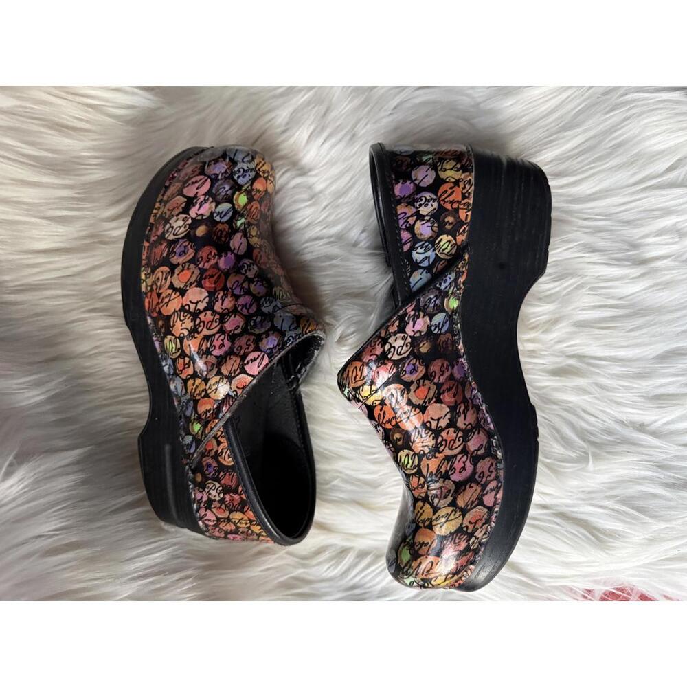 Dansko Multicolor Viola Dot Cursive Patterned Clo… - image 7